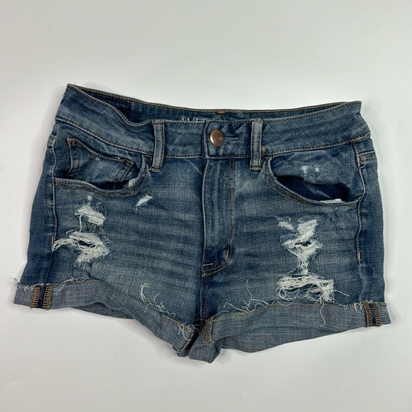 American Eagle 360 Super Stretch Hi Rise Shortie Shorts Size 6 - Picture 1 of 9